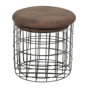Pouf Gigogne Pu Marron X2