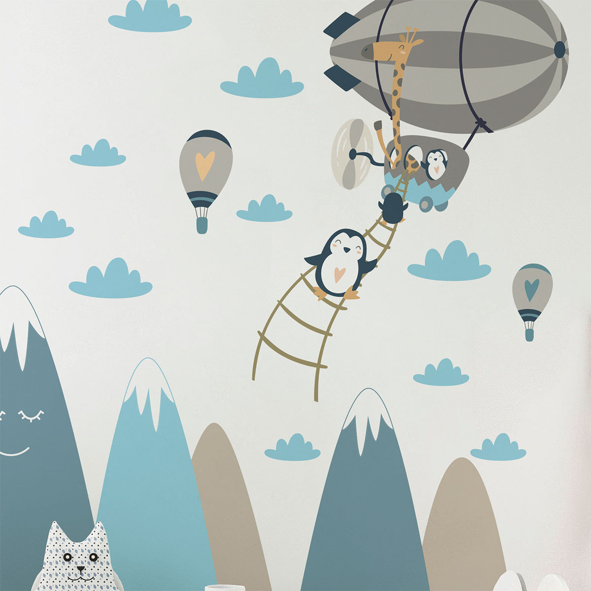 Stickers muraux enfants - Décoration chambre bébé - Autocollant Sticker mural géant enfant montagnes scandinaves ANIMAUX VOYAGE