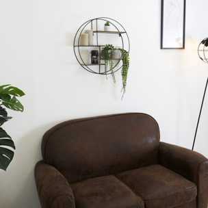 Etagere Bois Metal Rond 50x12x50cm