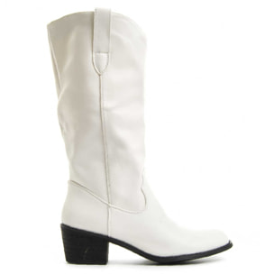 Botas de Tacón - Blanco - Altura: 4 cm