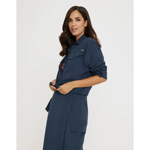 Camisa Manga Larga Azul Oscuro - Presti