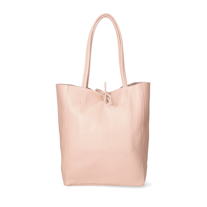 Chicca Borse - Borsa a Spalla Shopper Donna in Vera Pelle - Colore Cipria