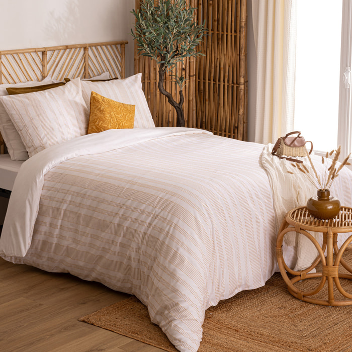 Parure de lit Isao coton blanc jaune 260x240cm