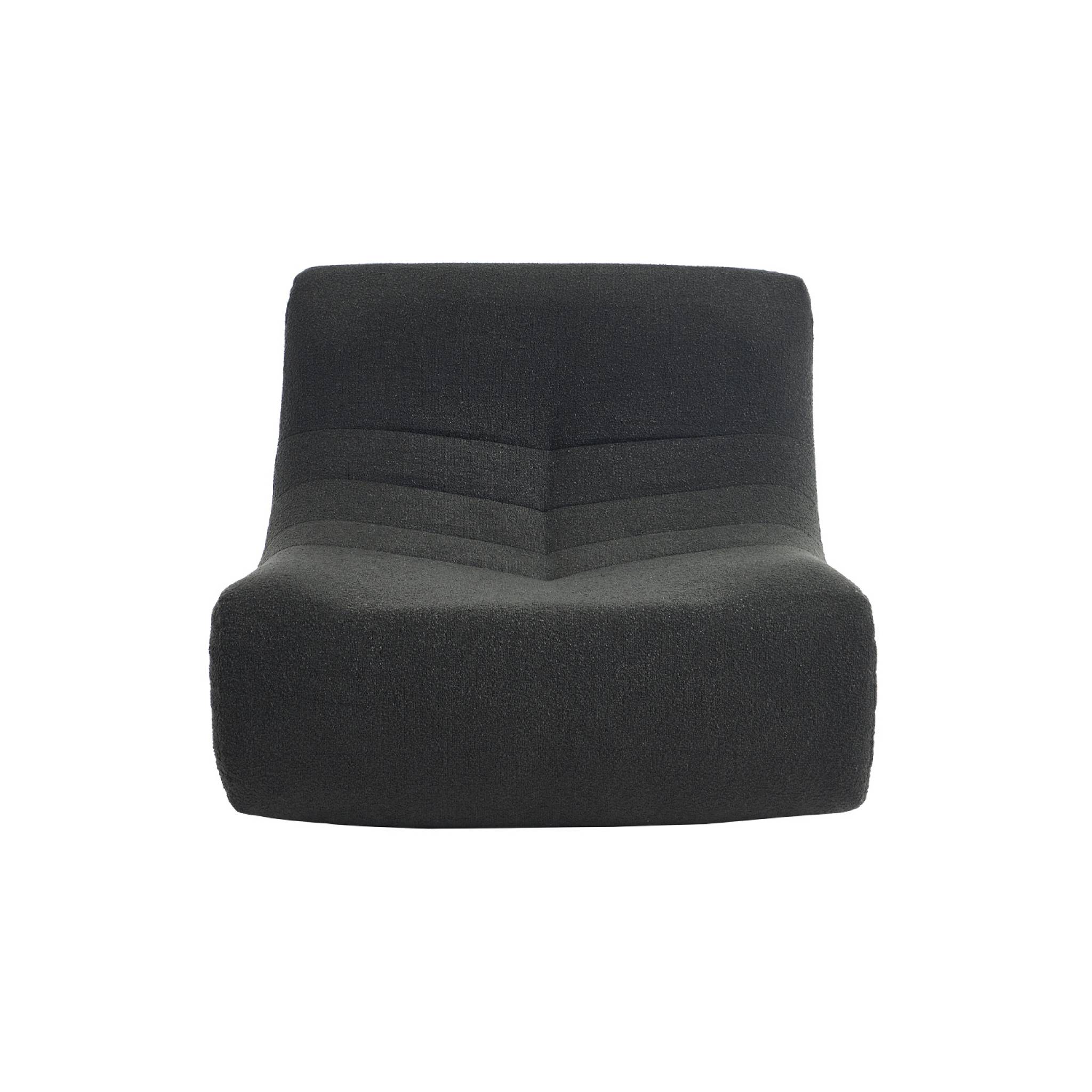 Lot de 3 fauteuils chauffeuses en bouclette texturée noir style contemporain 1 place