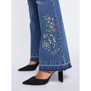 Fiorella Rubino - Jeans flare Turchese con ricco ricamo - Azzurro