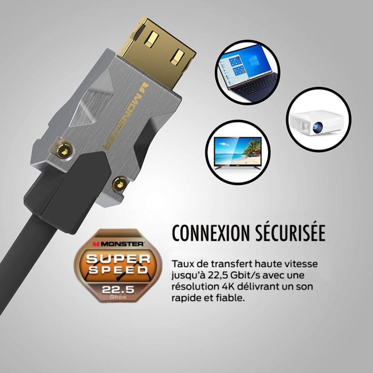 Câble HDMI MONSTERCABLE M1000 UHD 4K HDR 22.5GBPS 3M