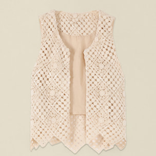 Oltre - Gilet in pizzo macramé - Bianco
