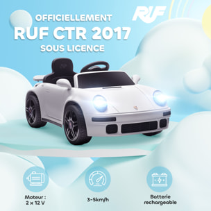 Voiture électrique enfant licence officielle RUF CTR 2017 12V 5Km/h max. télécommande nombreux effets blanc