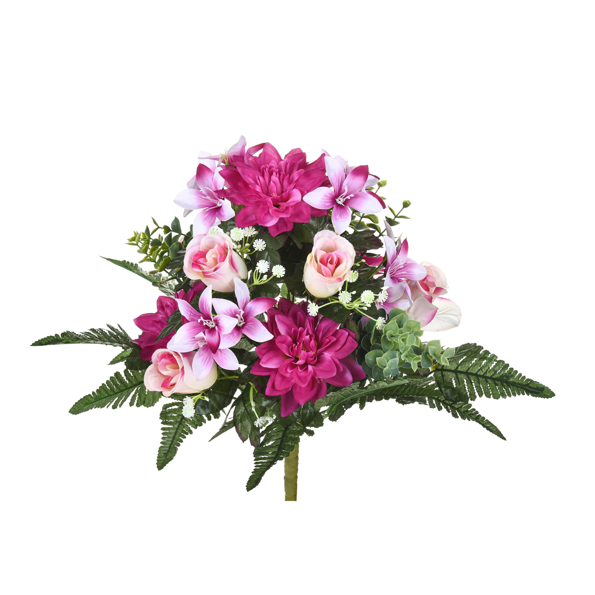 Bouquet c con dalie. Larghezza Cmd - Pezzi 2 - 20X60X20cm - Colore: Rosa - Bianchi Dino - Fiori Artificiali