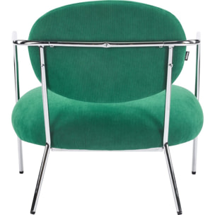 Fauteuil en velours côtelé et piètement chromé - LEON