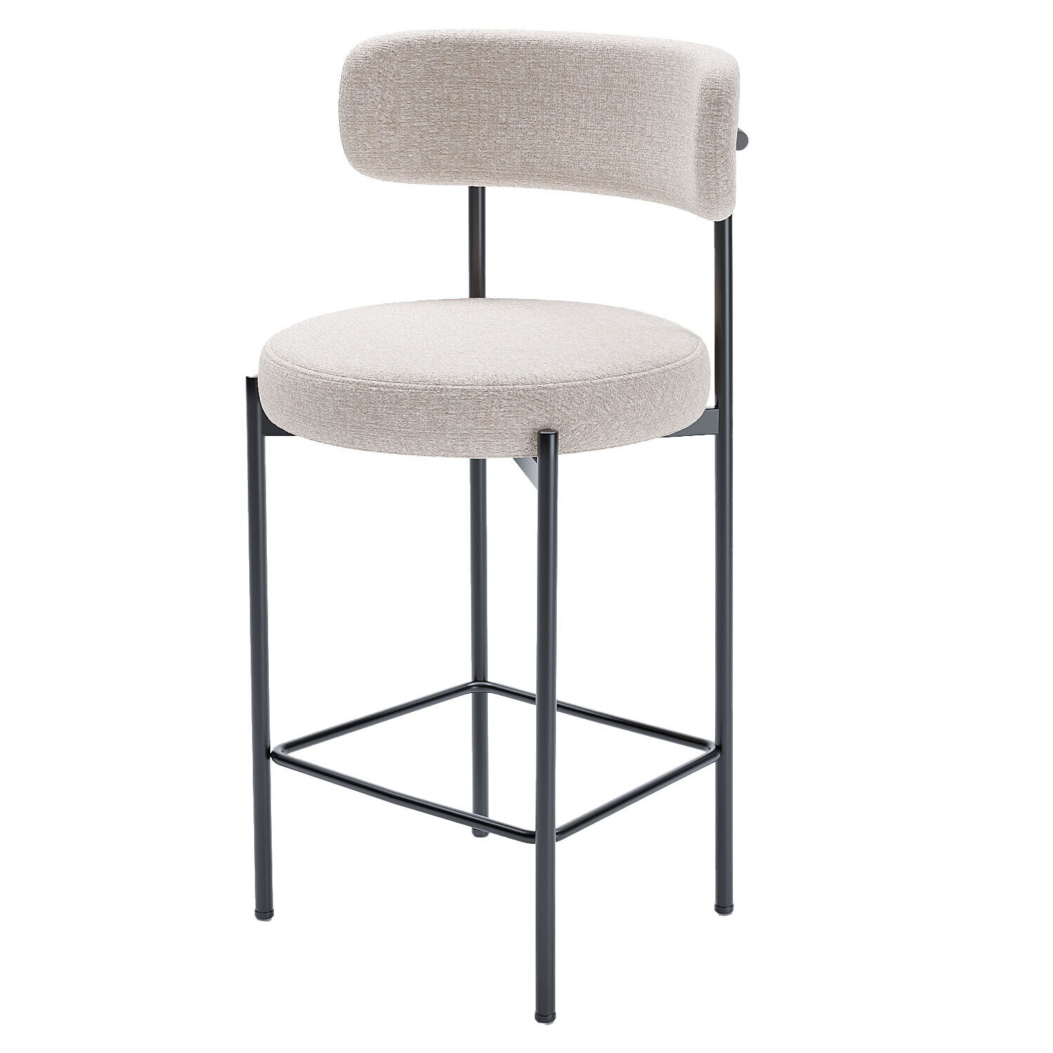 Lot de 2 tabourets de bar velours crème Agathe