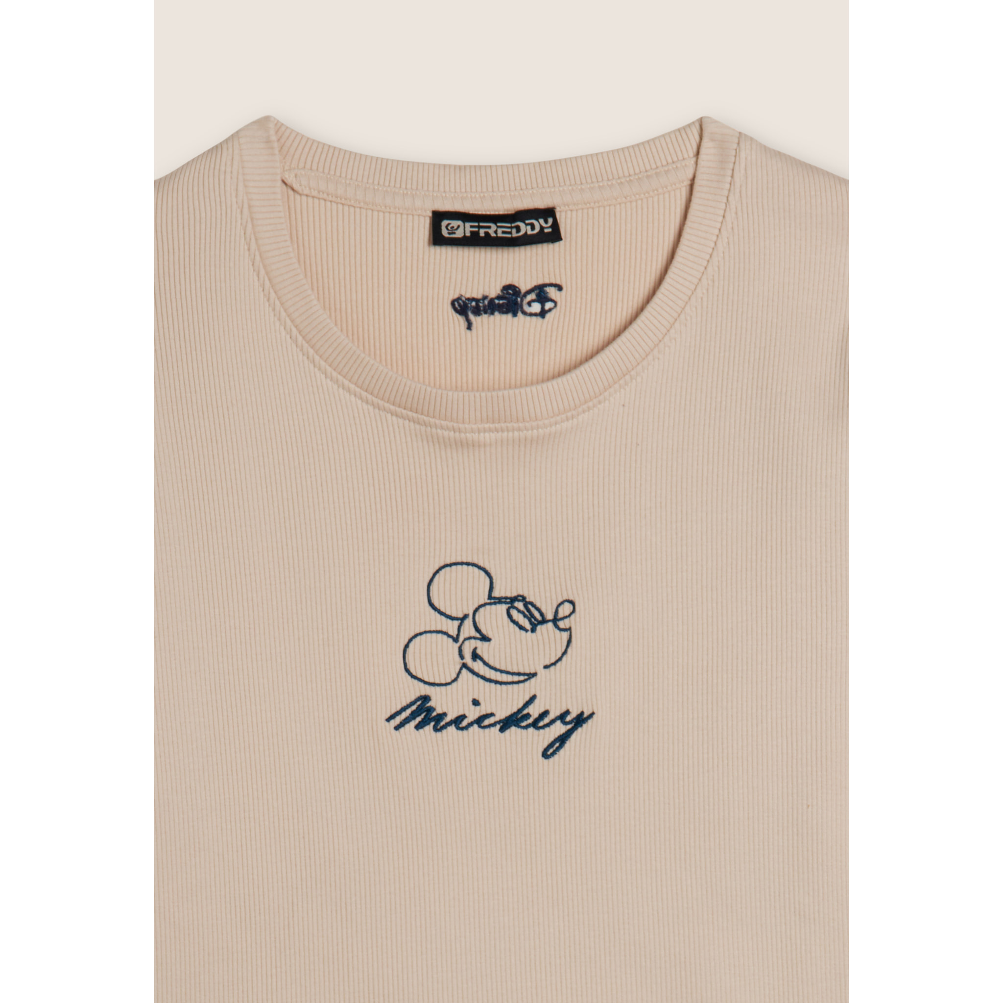 T-shirt cropped da donna in costina con ricami Disney