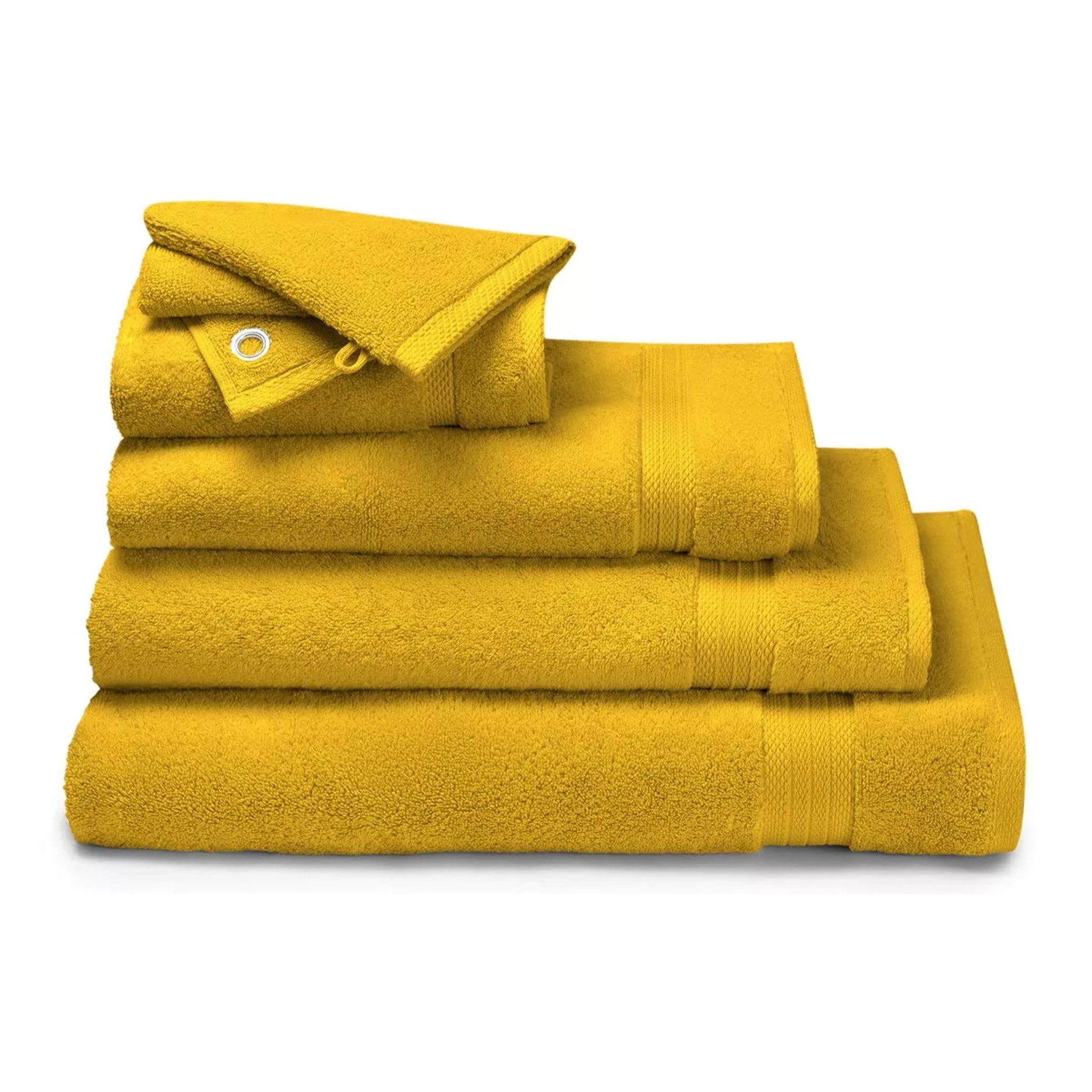 Gant de toilette pur coton 550 g/m² uni orange Elea safran