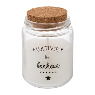 Bougie parfumée 130g pot verre couvercle liège assorti