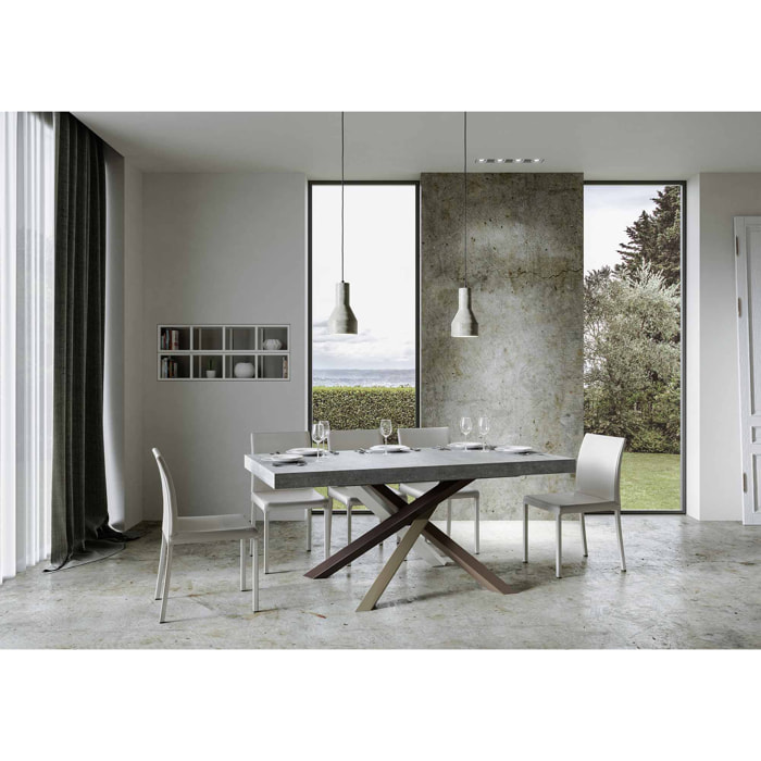 Table extensible 90x200/460 cm Volantis Gris Béton cadre 4/C