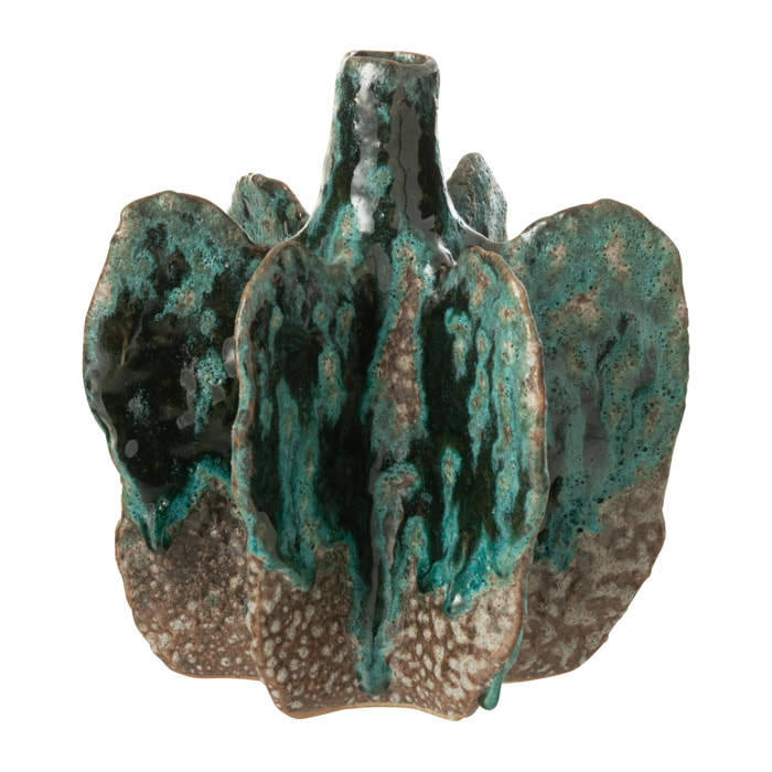 J-Line vase Naga - céramique - azur/brun - medium - Ø 18 cm