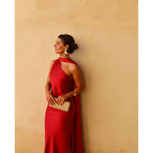 Vestido midi asimétrico con lazada