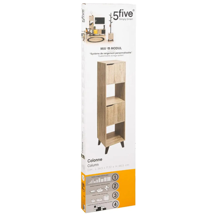 Étagère effet chêne naturel Noir Ceda