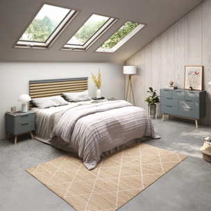 Mesita de noche Numa 2 cajones Verde Salvia - Oak Soft