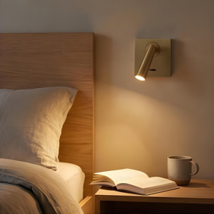 LEDS C4 Luz de lectura Gamma Mix&Match Square LED 3.5 Blanco cálido - 2700K ON-OFF Oro mate 137lm