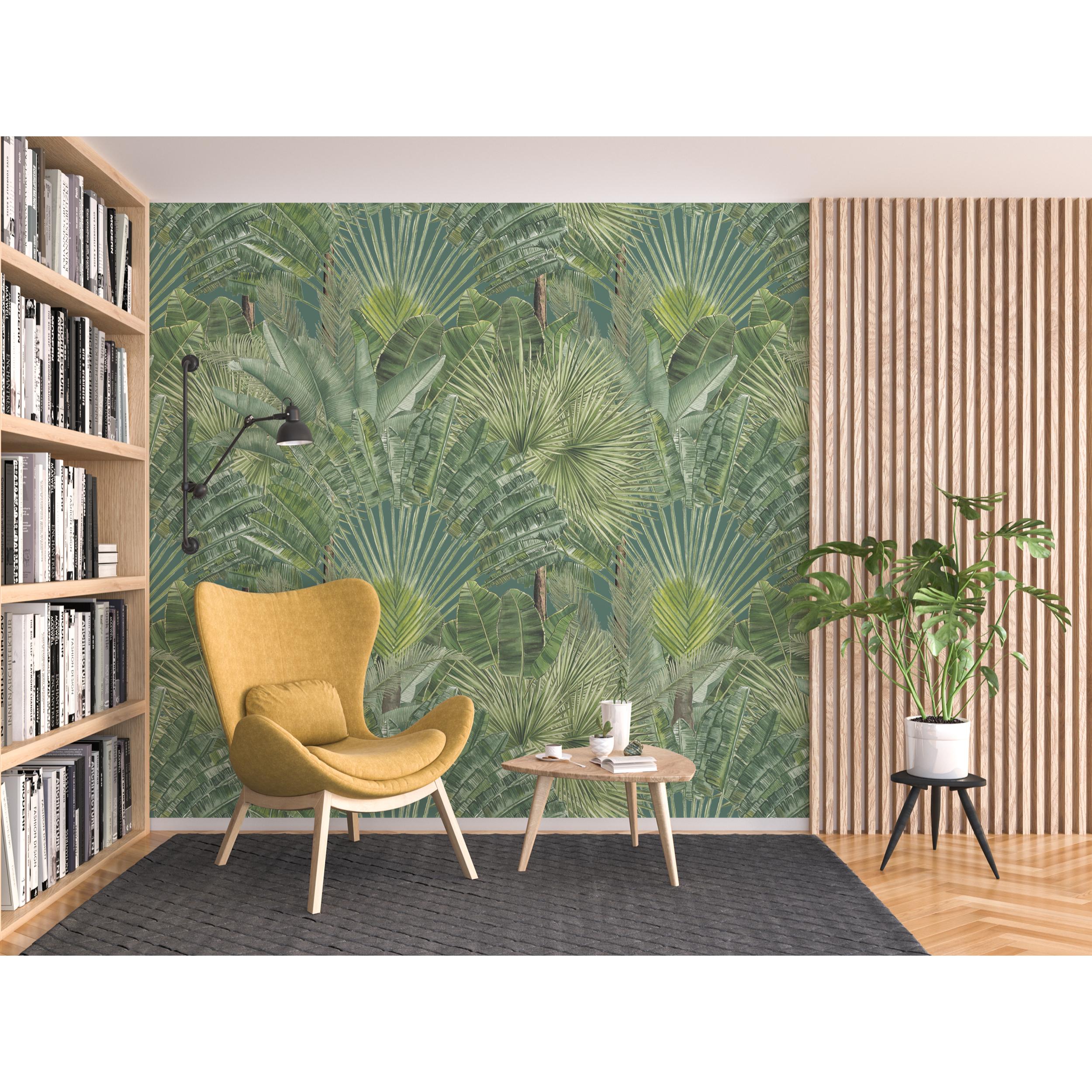 Papel pintado CERAMIKO, Mural Jungla Tropical - Verde 250x330 cm