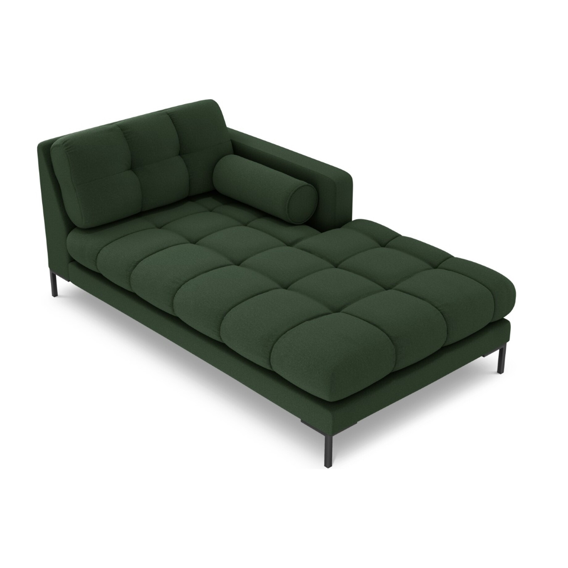 Méridienne droite "Bali" en tissu structurel vert foncé