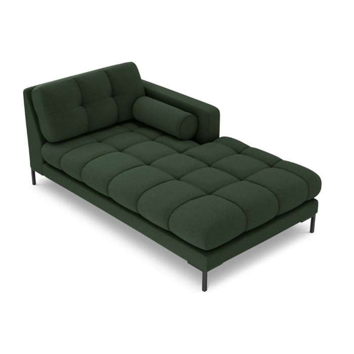 Méridienne droite "Bali" en tissu structurel vert foncé