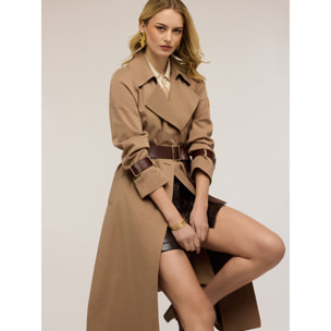 Motivi - Trench en drill mixto lyocell con cinturón - Beige