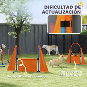 Set de Entrenamiento de Agilidad para Perros de 6 Piezas Juego de Agilidad para Perros con Piquetes para Slalom Zona de Reposo Valla Anillo de Salto y Pelotas Naranja