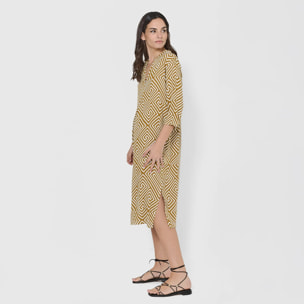 Vestido midi bambula detalles plisados sabina verde