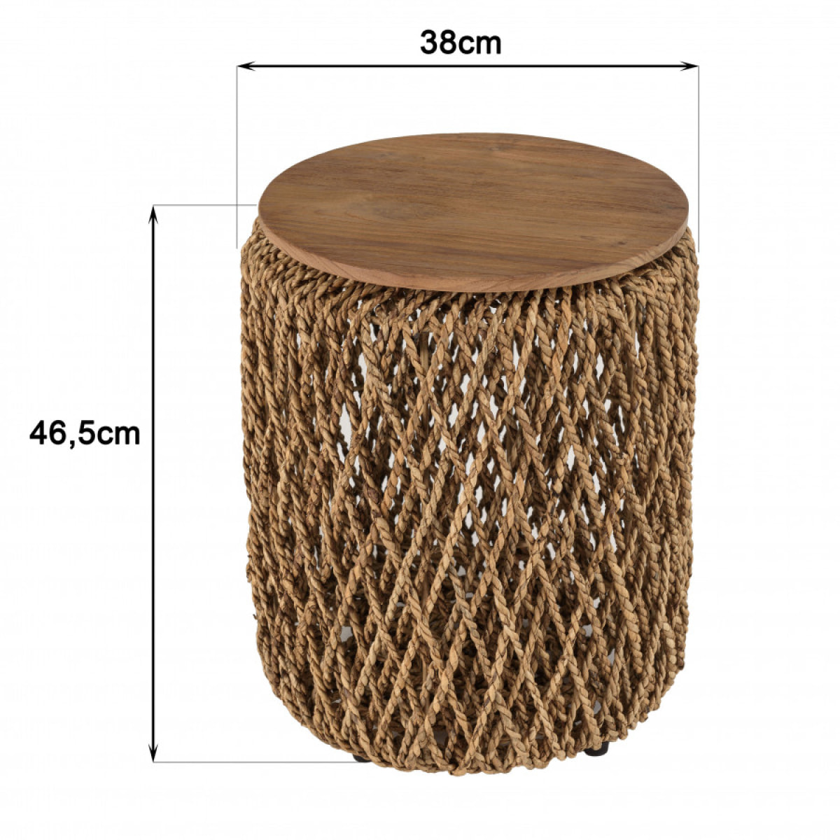 ALIDA - Table d'appoint ronde 40x40cm en tissage de fibre de cocotier