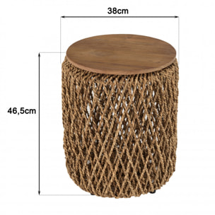 ALIDA - Table d'appoint ronde 40x40cm en tissage de fibre de cocotier