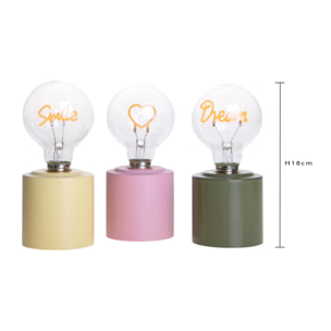 Lampada 8X8Xh.18 Cm C/Scritta Led - Pezzi 3 - Bianchi Dino