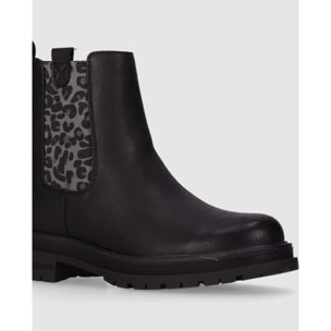 Botines de Piel Sintética - Negro - Tacón: Bajo