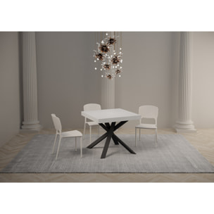 Mesa extensible 90x90/194 cm Clerk Premium tapa Fresno Blanco patas Antracita