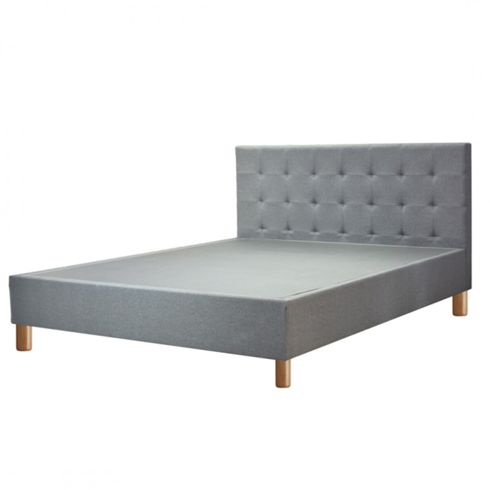 Lit Milan avec tête de lit capitonnée | Robuste et confortable | Montage simple rapide | Tissu | Gris clair
