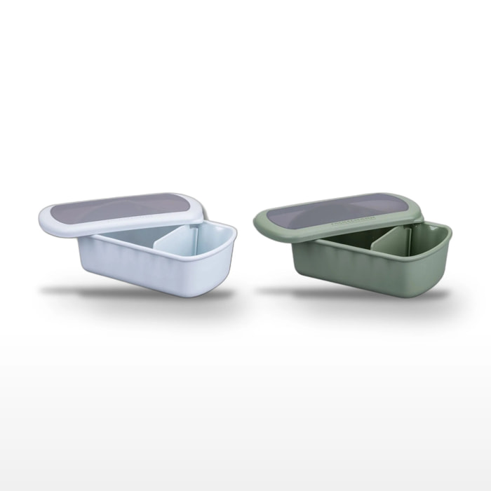 Lot de 2 Lunchbox Fackelmann Storage Bleu et Vert à compartiment réglable 1L