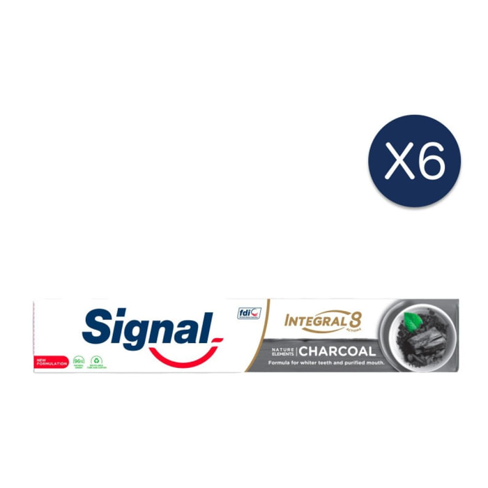6x75ml Dentifrices Signal Integral 8 Nature Elements Blancheur & Détox (Lot de 6x75ml )