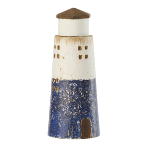 J-Line Phare décoratif - bois - bleu/blanc - small - 2 pièces