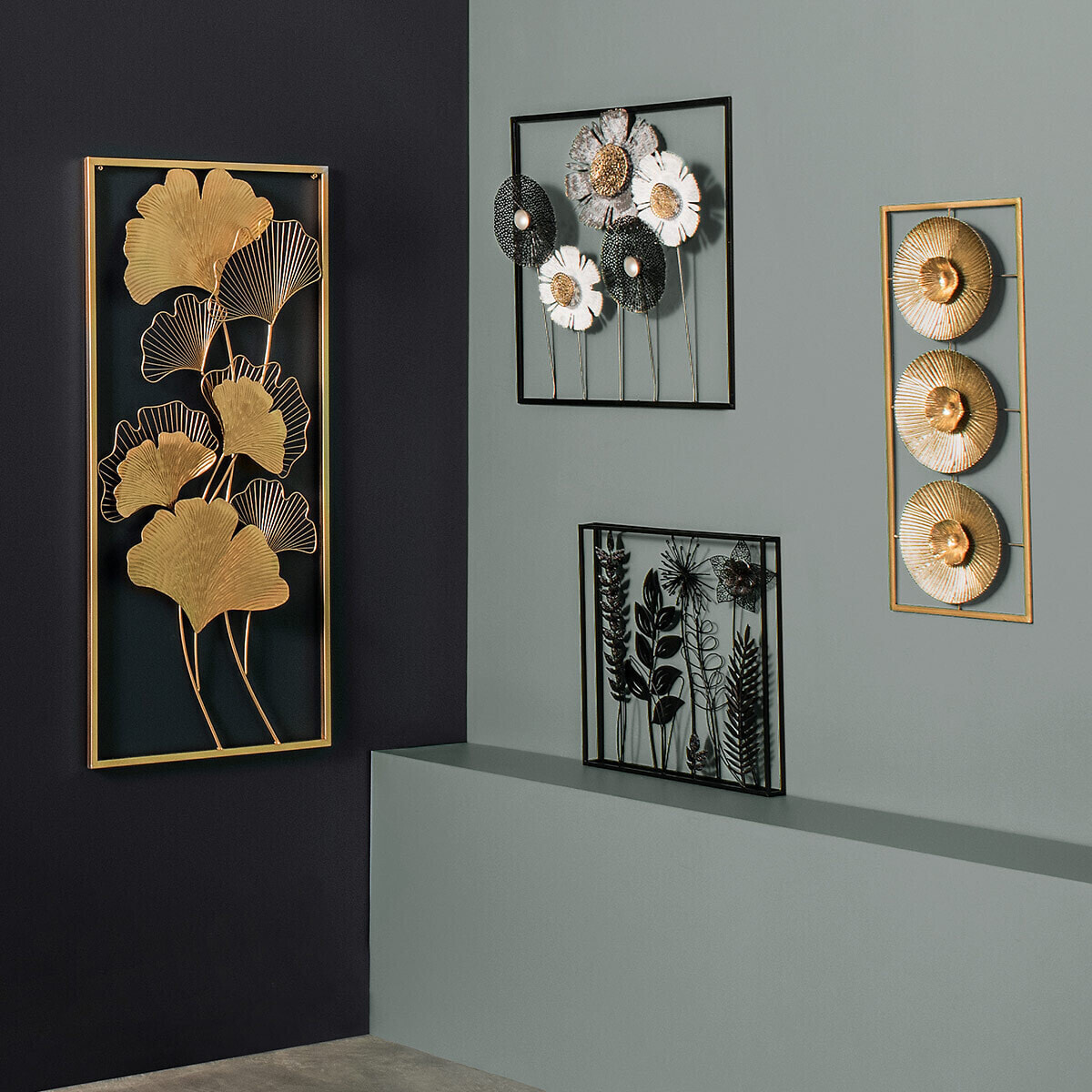 Déco murale "Ginko" - métal 50x100 cm