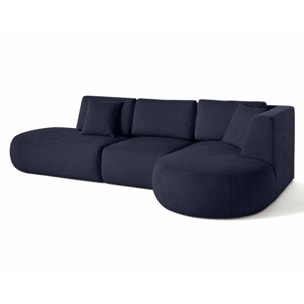 Santorini - canapé modulable d'angle droit - 5 places - en tissu texturé - Bleu marine