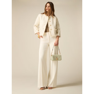 Oltre - Pantalones palazzo de tejido crepé - Blanco