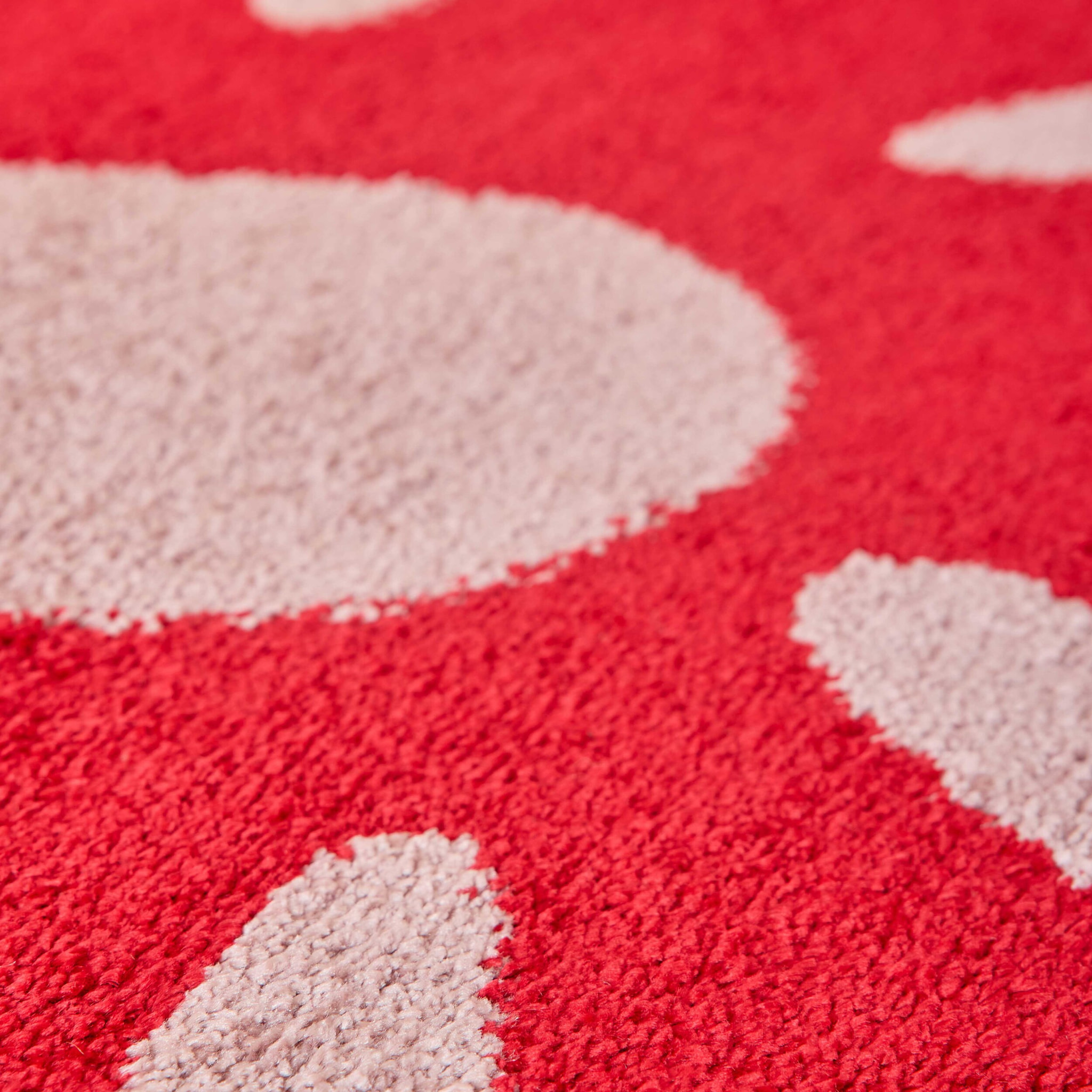 GROOVY - Tapis rétro coloré à motif fleur - Confortable et moelleux - Rouge