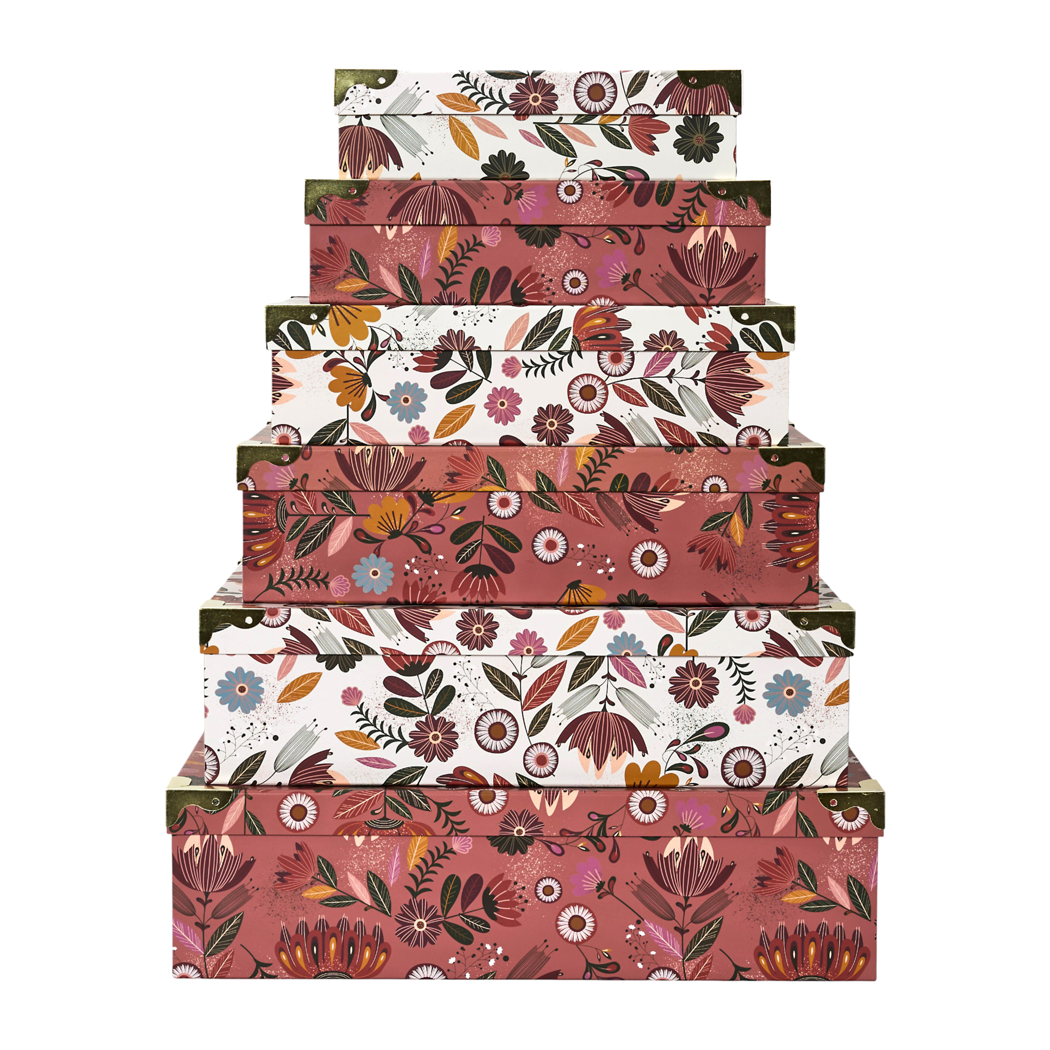 Lot de 6 Boîtes de Rangement - HOME DECO FACTORY - Pratiques - Chic - Multicolore
