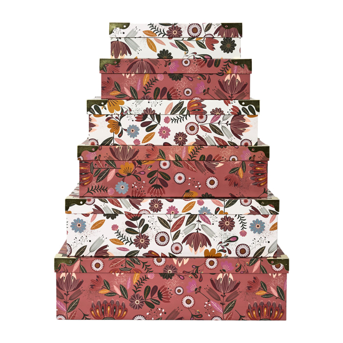 Lot de 6 Boîtes de Rangement - HOME DECO FACTORY - Pratiques - Chic - Multicolore