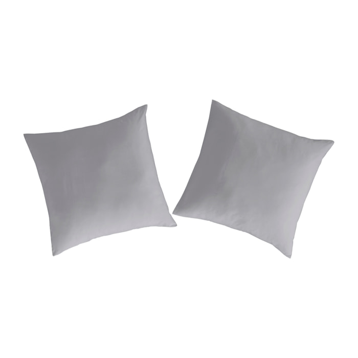 2 Taies d'oreiller PURE en coton percale - gris -