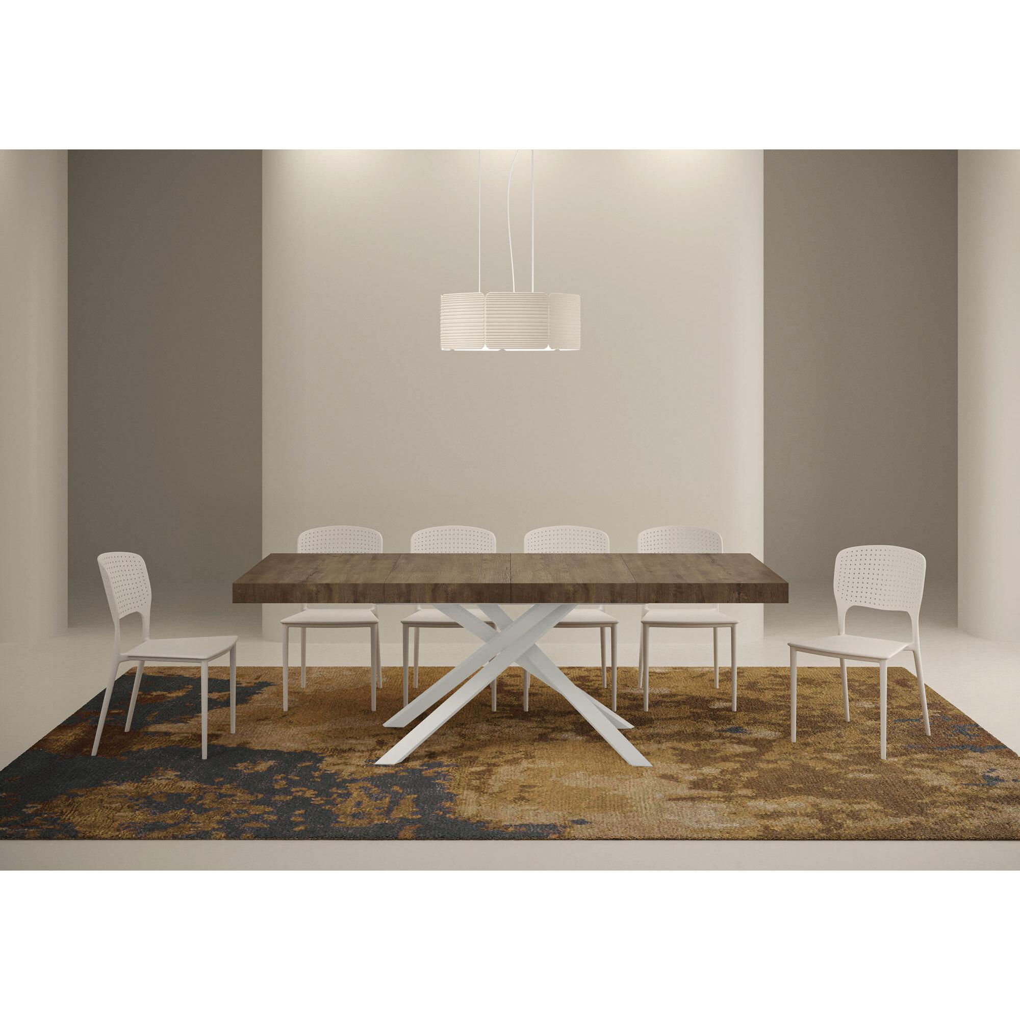 Table extensible 90x120/224 cm Karida Premium noyer pieds blanc