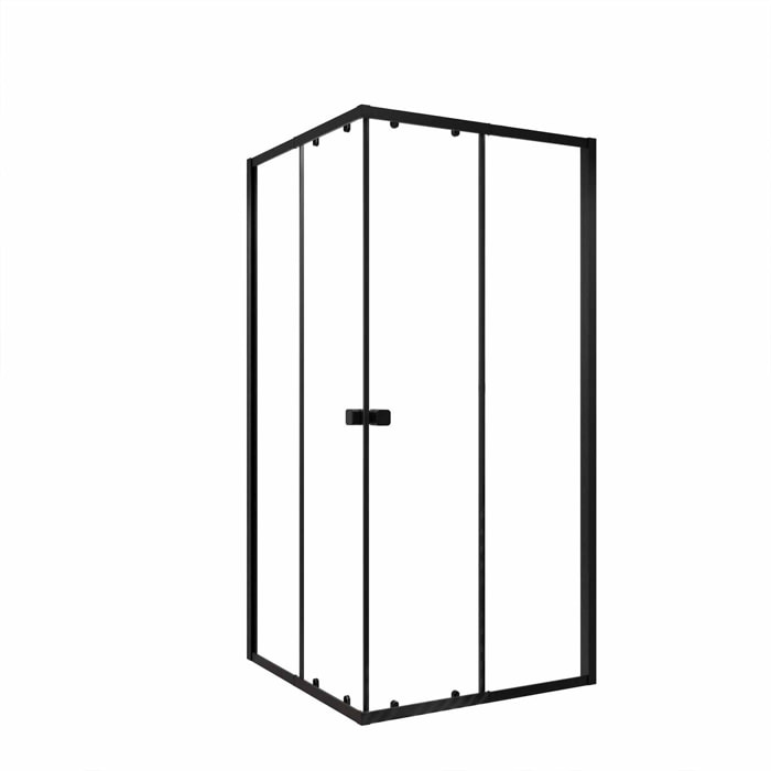 Ensemble portes de douche coulissantes extensibles Noir 80/90x185cm - BLACK SLIDE 80-90