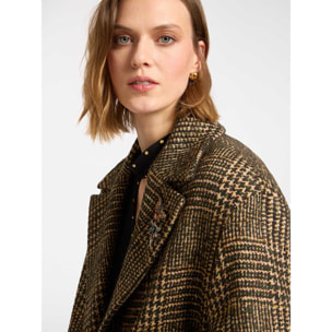Elena Mirò - Cappotto in Galles con spilla - Marrone