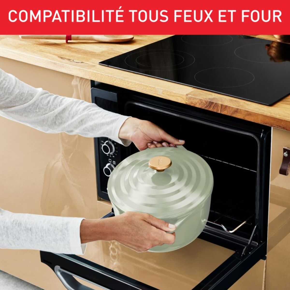 Cocotte TEFAL AIR SOFT LIGHT 30X23cm Vert Lichen